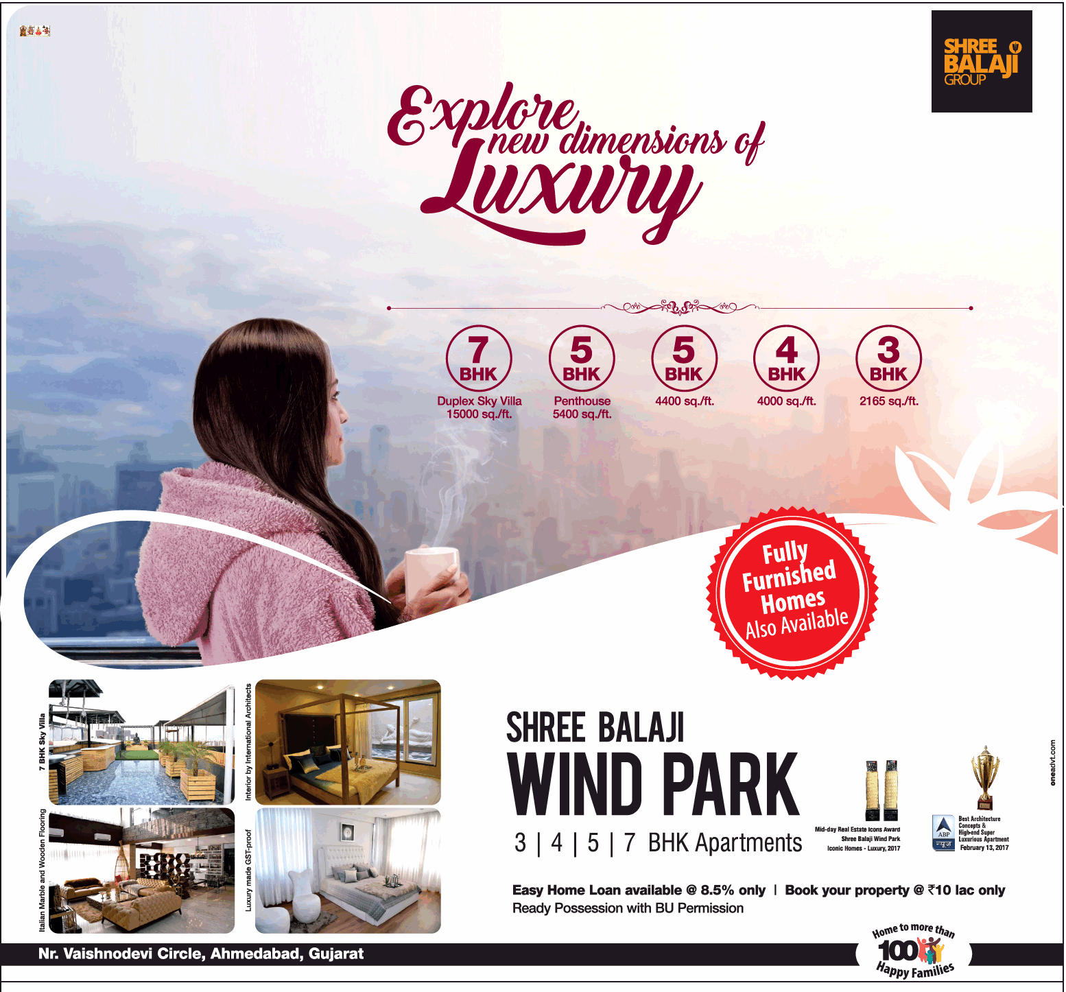 Fully furnished homes also available at Shree Balaji Wind Park in Ahmedabad